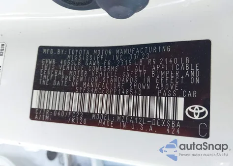 2023 Toyota Corolla Se from USA, damaged, VIN 5YFS4MCE8PP148540